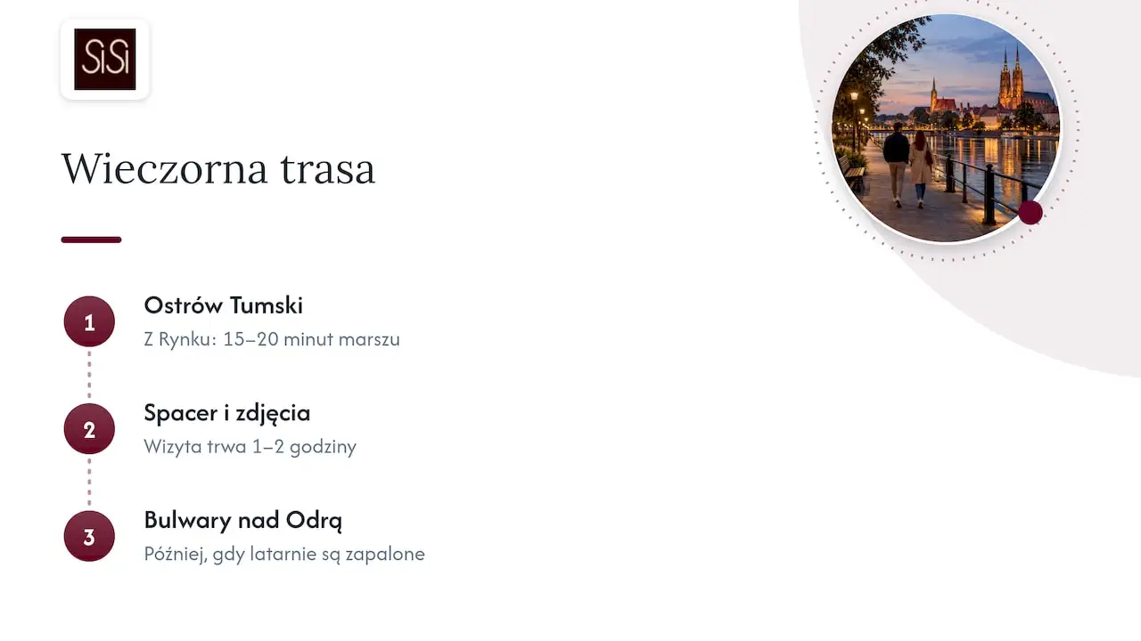 Wieczorne spacery i punkty widokowe: Ostrów Tumski i bulwary: schemat