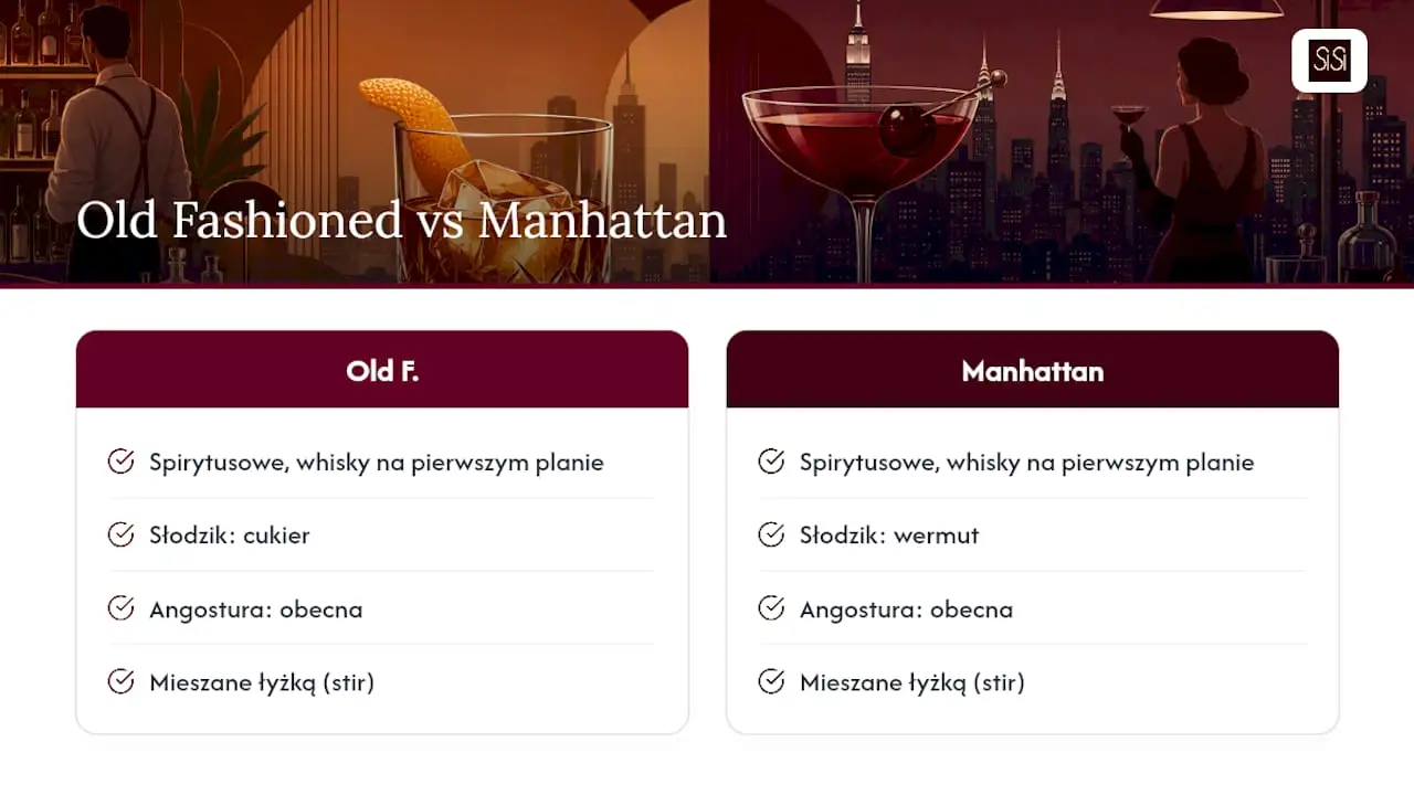 Porównanie koktajli Old Fashioned i Manhattan
