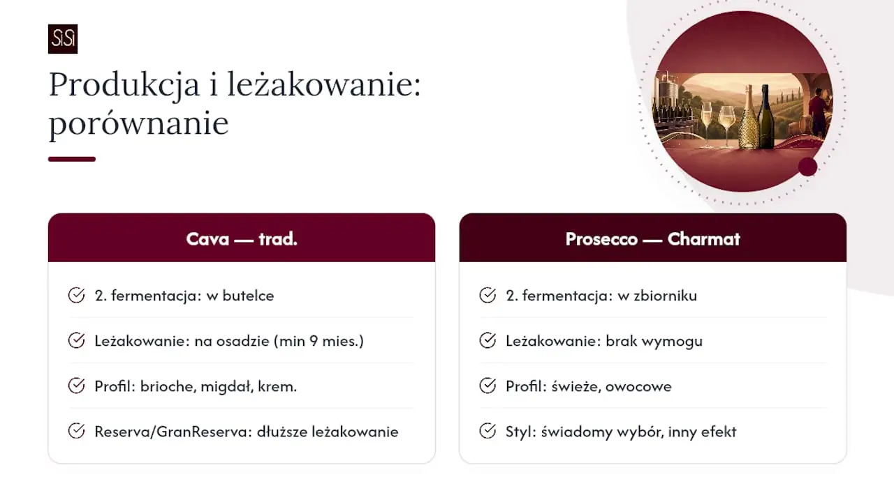 Produkcja i leżakowanie: metoda tradycyjna kontra Charmat: schemat