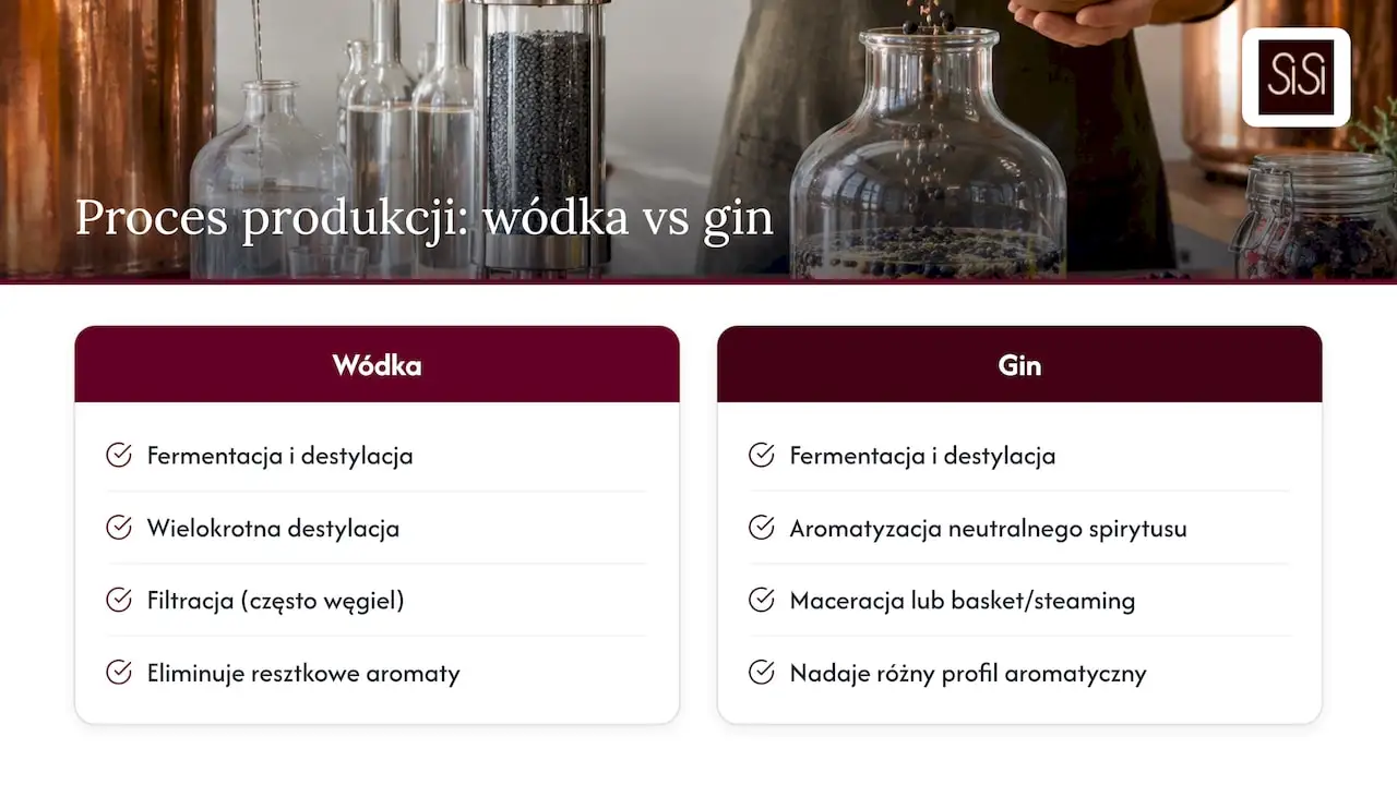 Porównanie etapów produkcji wódki i ginu