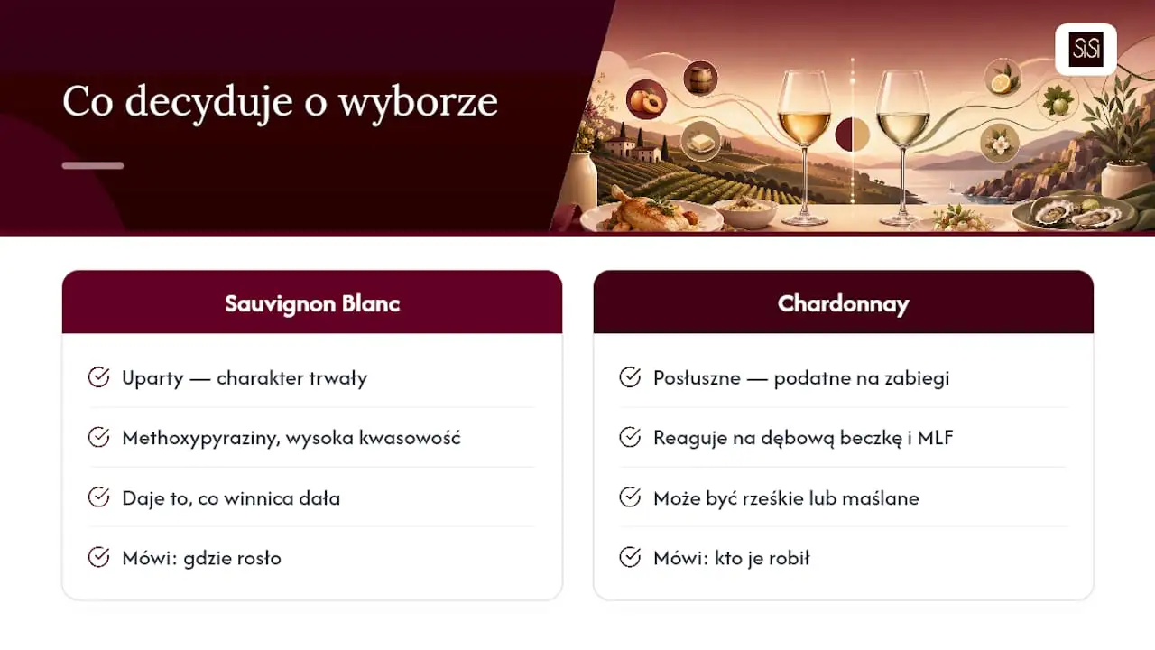 Chardonnay czy Sauvignon Blanc: co naprawdę decyduje o wyborze: schemat